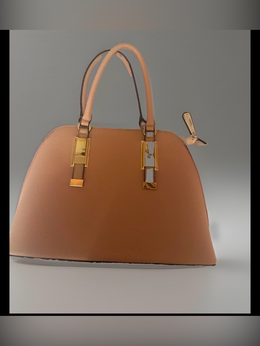 ALDO Blush Dome Satchel Top Handle Bag Zip Gold Hardware Floral Lining Strap